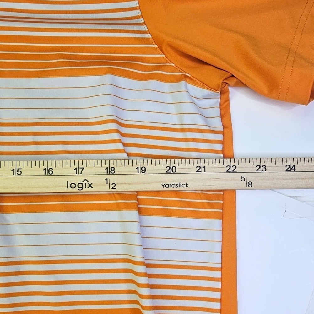 Puma Mens Dry Cell Striped Golf Polo Shirt Orange White Large Short Sleeve - Picture 7 of 8